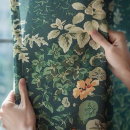 American Polycotton Curtain Made to Measure Curtain Plants Printed Semi Blackout Curtains