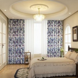 Curtain Made to Measure Curtain Floral Printed American Semi Blackout Curtains