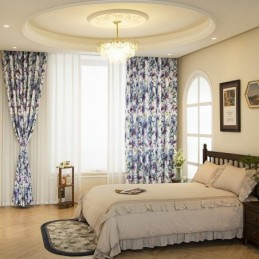 Curtain Made to Measure Curtain Floral Printed American Semi Blackout Curtains