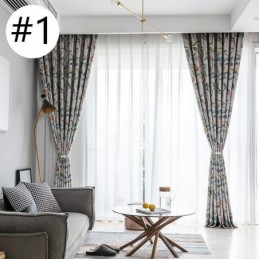 Printed Curtains American Plants and Birds Blackout