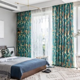 Polycotton Curtain Made to Measure Curtain Feather Printed American Semi Blackout Curtains
