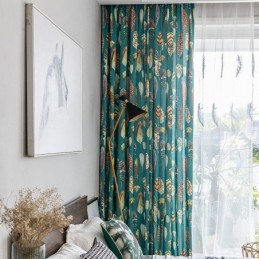 Polycotton Curtain Made to Measure Curtain Feather Printed American Semi Blackout Curtains