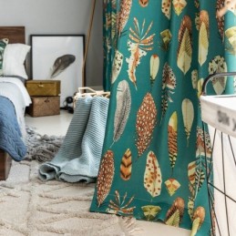 Polycotton Curtain Made to Measure Curtain Feather Printed American Semi Blackout Curtains