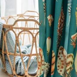 Polycotton Curtain Made to Measure Curtain Feather Printed American Semi Blackout Curtains