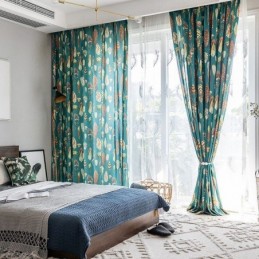 Polycotton Curtain Made to Measure Curtain Feather Printed American Semi Blackout Curtains