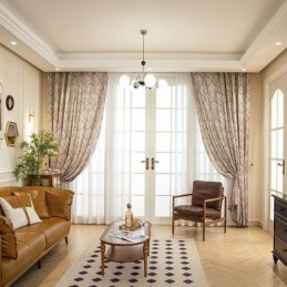 Polycotton Printed Curtains American Vintage Pattern Blackout