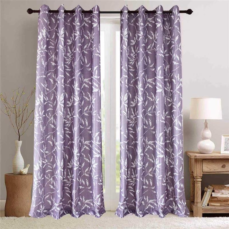 White Leaf Purple Curtain Made to Measure Curtain Nordic Simple Semi Blackout Living Room Bedroom Kid's Fabric