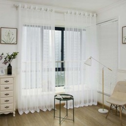Nordic Simple Sheer Curtain Made to Measure Curtain White Check Jacquard Living Room Bedroom Fabric