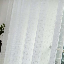Nordic Simple Sheer Curtain Made to Measure Curtain White Check Jacquard Living Room Bedroom Fabric