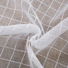 Nordic Simple Sheer Curtain Made to Measure Curtain White Check Jacquard Living Room Bedroom Fabric