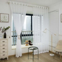 Nordic Simple Sheer Curtain Made to Measure Curtain White Check Jacquard Living Room Bedroom Fabric
