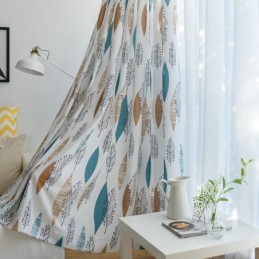 Contrast Color Room Darkening Curtain Made to Measure Curtain Environmental Protection Leaf Printing Blackout
