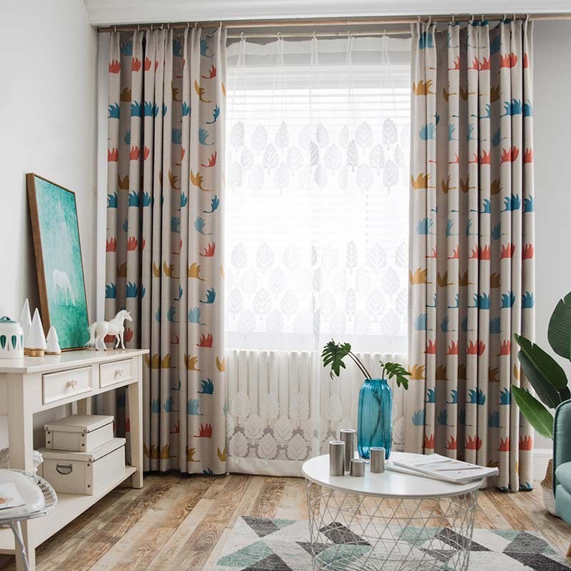 Simple Cartoon Curtain Made to Measure Curtain Cute Wild Goose Printing Kid's Room Fabric