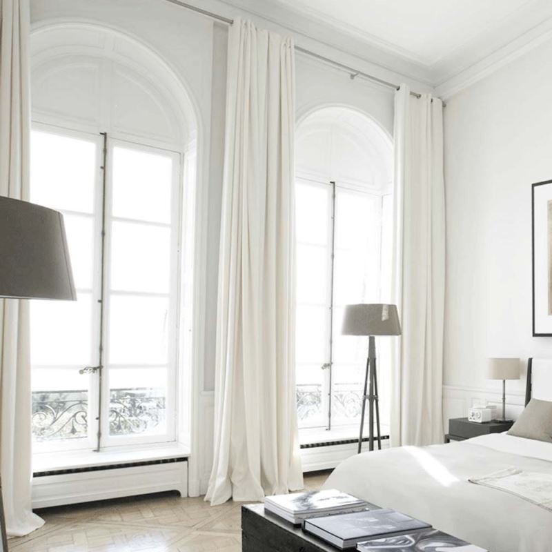 Simple Semi Blackout Curtain Made to Measure Curtain White Solid Color Living Room