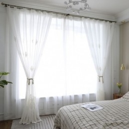 Breathable Sheer Curtain Made to Measure Curtain White All match Embroidery Living Room