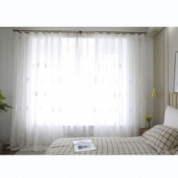 Breathable Sheer Curtain Made to Measure Curtain White All match Embroidery Living Room