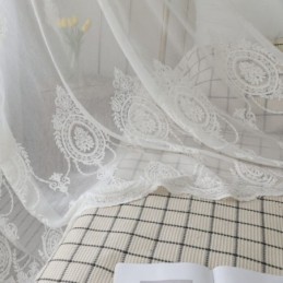 Breathable Sheer Curtain Made to Measure Curtain White All match Embroidery Living Room