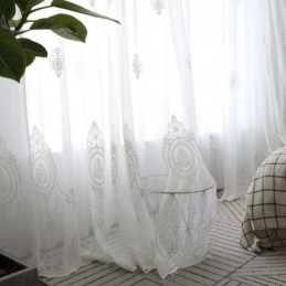 Breathable Sheer Curtain Made to Measure Curtain White All match Embroidery Living Room