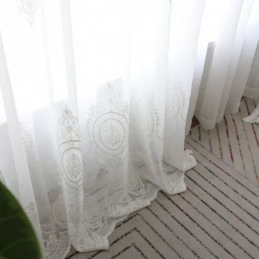 Breathable Sheer Curtain Made to Measure Curtain White All match Embroidery Living Room
