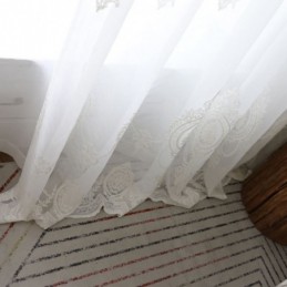 Breathable Sheer Curtain Made to Measure Curtain White All match Embroidery Living Room