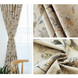 Nordic Linen Blackout Curtain Made to Measure Curtain Plant Printed For Living Room Bedroom