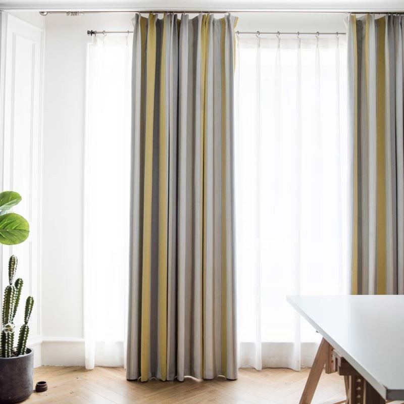 Nordic Modern Jacquard Curtain Made to Measure Curtain Contrast Stripes Living Room Bedroom Study Fabric