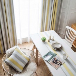 Nordic Modern Jacquard Curtain Made to Measure Curtain Contrast Stripes Living Room Bedroom Study Fabric