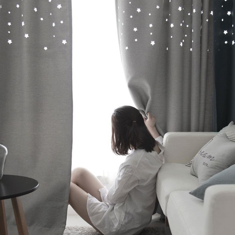 Modern Creative Curtain Made to Measure Curtain Solid Hollow Star