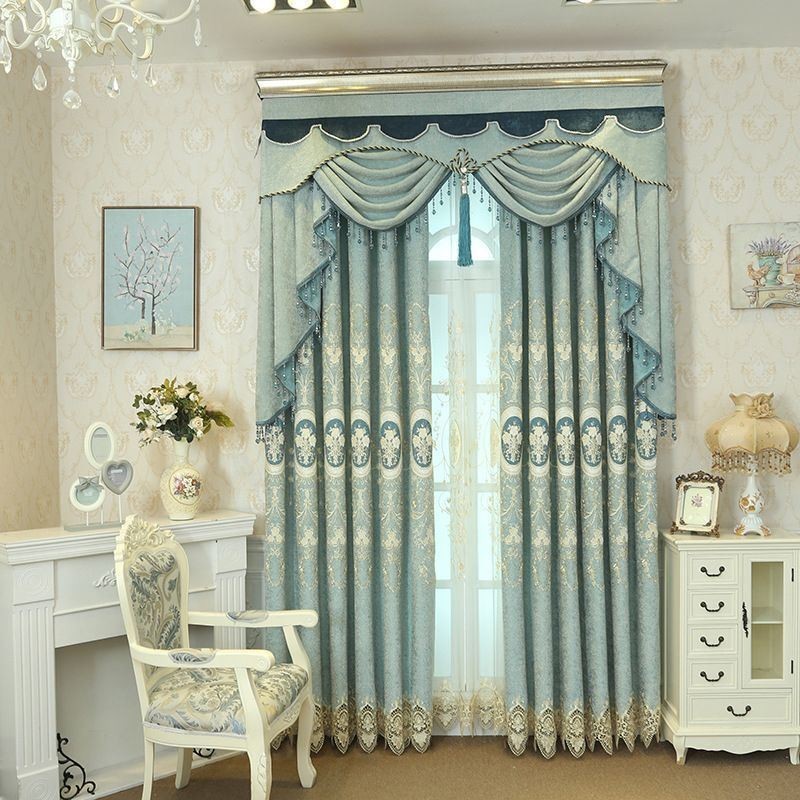 Chenille Embroidery Curtain Made to Measure Curtain European Style Floral For Living Room Bedroom