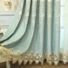 Chenille Embroidery Curtain Made to Measure Curtain European Style Floral For Living Room Bedroom