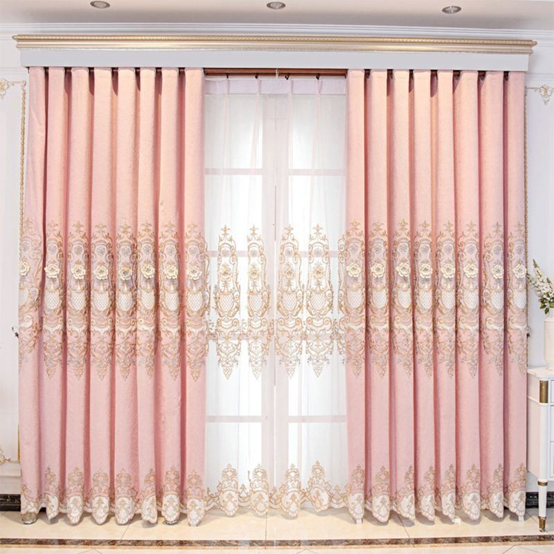 Chenille Blackout Curtain Made to Measure Curtain European Style Floral Embroidery For Living Room Bedroom
