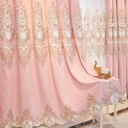 Chenille Blackout Curtain Made to Measure Curtain European Style Floral Embroidery For Living Room Bedroom