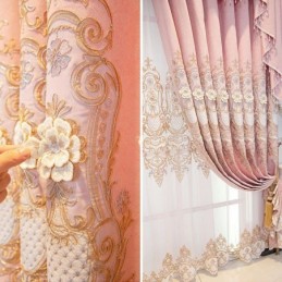 Chenille Blackout Curtain Made to Measure Curtain European Style Floral Embroidery For Living Room Bedroom