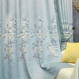 Blackout Curtain Made to Measure Curtain Nordic Style Plant Embroidery For Living Room Bedroom