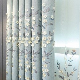 Blackout Curtain Made to Measure Curtain Nordic Style Plant Embroidery For Living Room Bedroom
