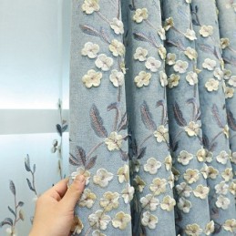 Blackout Curtain Made to Measure Curtain Nordic Style Plant Embroidery For Living Room Bedroom
