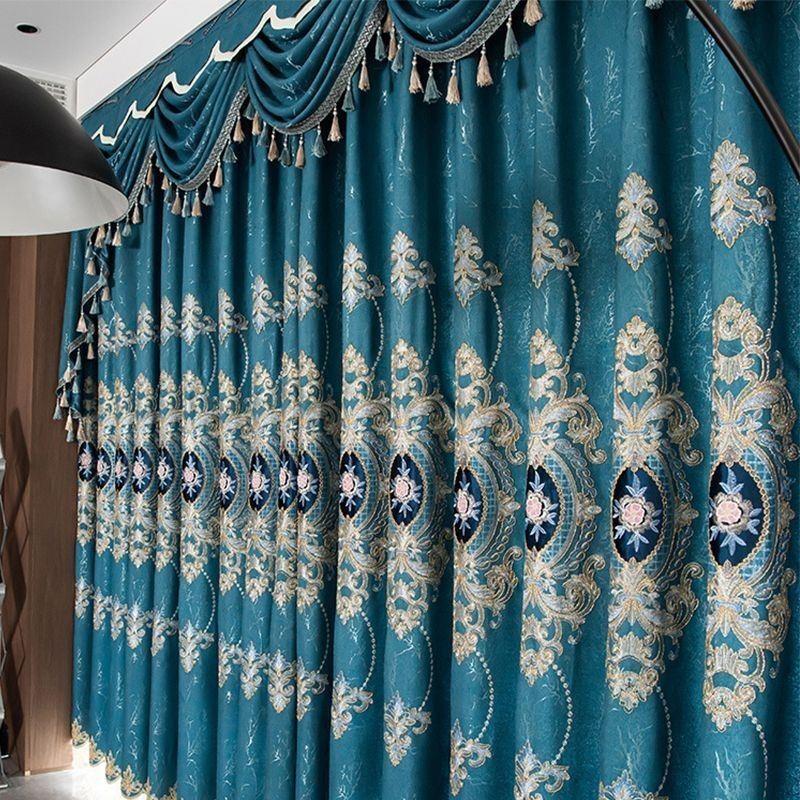 Blackout Curtain Made to Measure Curtain European Flower Embroidery For Living Room Bedroom