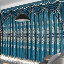 Blackout Curtain Made to Measure Curtain European Flower Embroidery For Living Room Bedroom