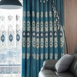 Blackout Curtain Made to Measure Curtain European Flower Embroidery For Living Room Bedroom