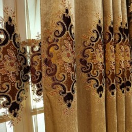Chenille Blackout Curtain Made to Measure Curtain European Flower Embroidery For Living Room Bedroom