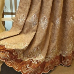 Chenille Blackout Curtain Made to Measure Curtain European Flower Embroidery For Living Room Bedroom