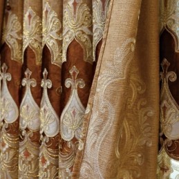 Chenille Blackout Curtain Made to Measure Curtain European Flower Embroidery For Living Room Bedroom