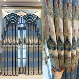 Chenille Blackout Curtain Made to Measure Curtain European Flower Embroidery For Living Room Bedroom