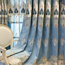 Chenille Blackout Curtain Made to Measure Curtain European Flower Embroidery For Living Room Bedroom