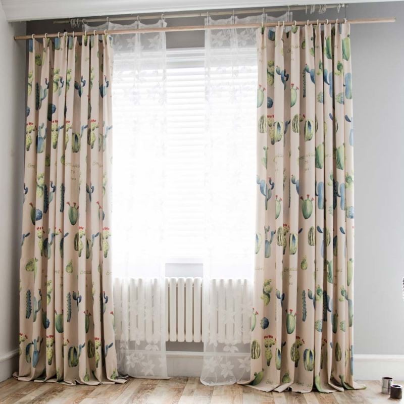 Creative Cactus Printed Curtain Made to Measure Curtain Chromatic Semi Blackout Living Room Bedroom Kid's Fabric