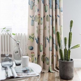 Creative Cactus Printed Curtain Made to Measure Curtain Chromatic Semi Blackout Living Room Bedroom Kid's Fabric