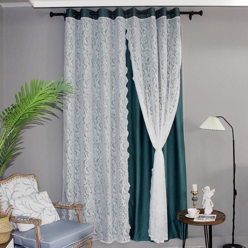 Nordic Style Blackout Curtain Made to Measure Curtain Plant Jacquard Cloth Yarn Integrated