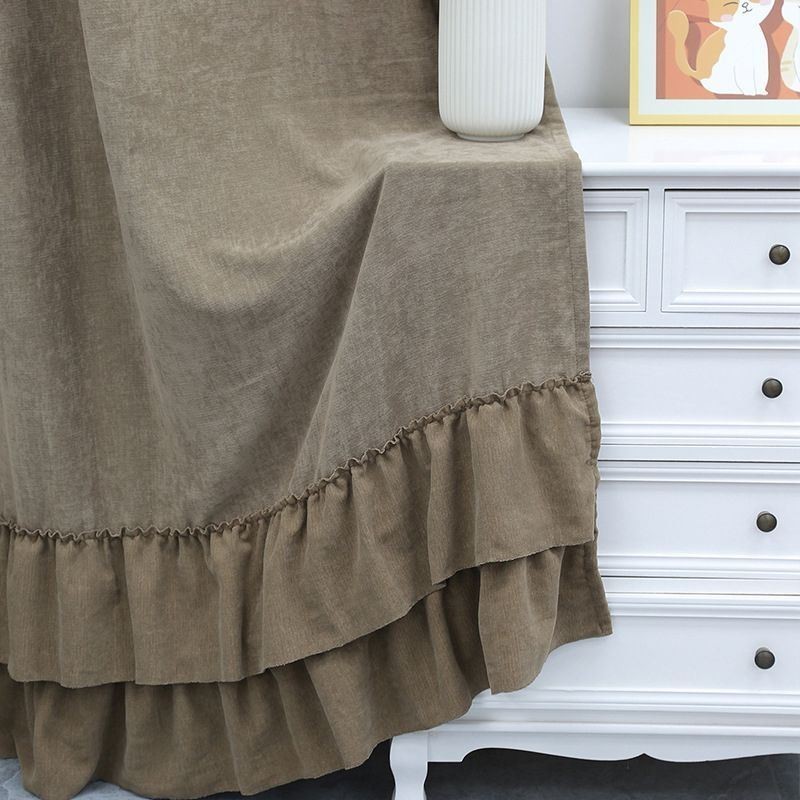 Solid Color Chenille Blackout Curtain Made to Measure Curtain Nordic Style Splicing For Living Room And Bedroom