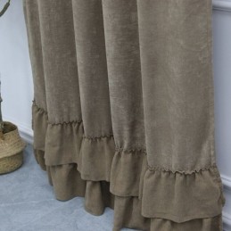 Solid Color Chenille Blackout Curtain Made to Measure Curtain Nordic Style Splicing For Living Room And Bedroom