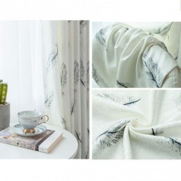 Blackout Curtains Nordic Feather Printed For Living Room Bedroom